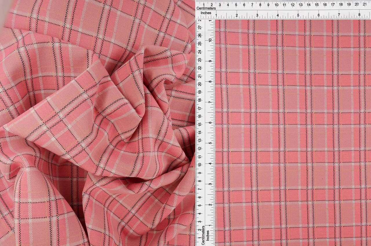 1 Yard Double Knit Jacquard Plaid Stretch Fabric 58/60" Width
